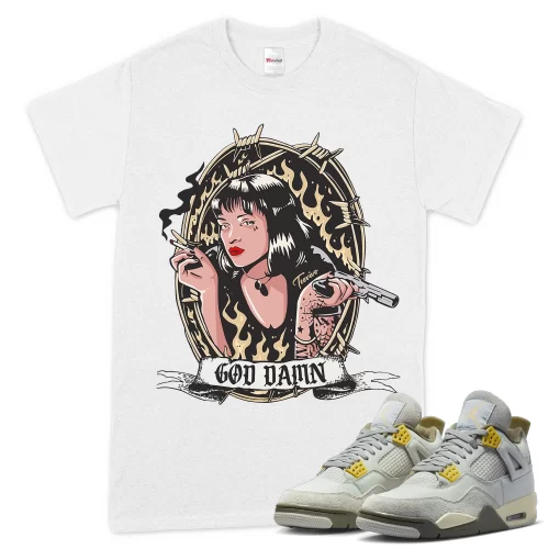 TeeVivo T-Shirt Match Air Jordan 4 Retro SE Craft Photon Dust God Daaamn – Air Jordan 4 Shirt, AJ4 Shirt