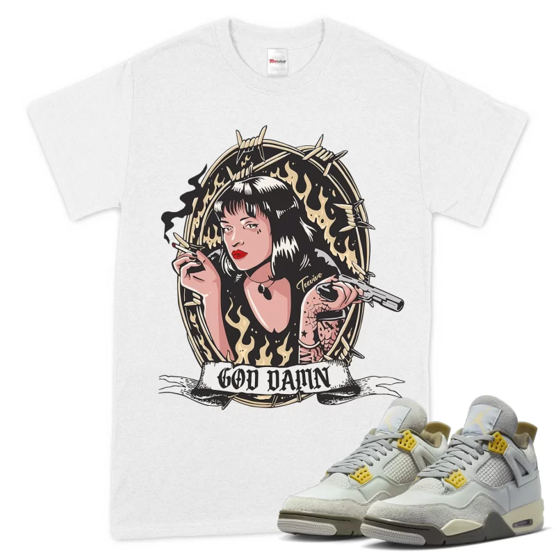 TeeVivo T-Shirt Match Air Jordan 4 Retro SE Craft Photon Dust God Daaamn – Air Jordan 4 Shirt, AJ4 Shirt