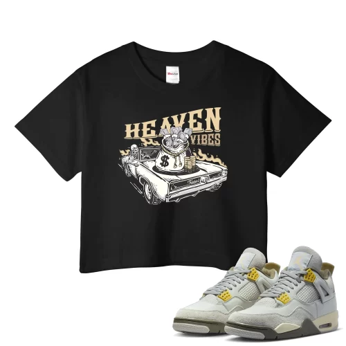 TeeVivo Crop Top Match Air Jordan 4 Retro SE Craft Photon Dust Heaven vibes – Air Jordan 4 Crop Top, AJ4 Crop Top