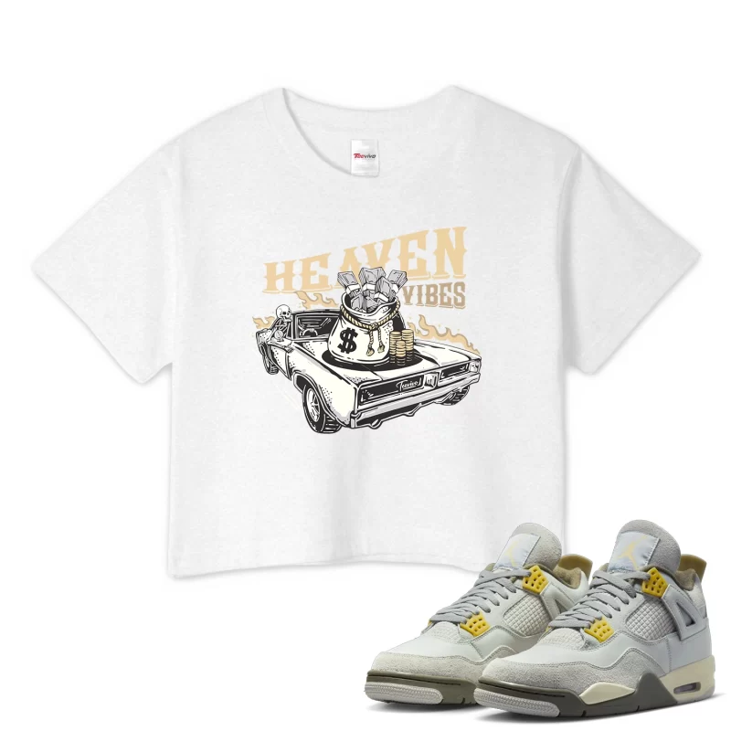 TeeVivo Crop Top Match Air Jordan 4 Retro SE Craft Photon Dust Heaven vibes – Air Jordan 4 Crop Top, AJ4 Crop Top