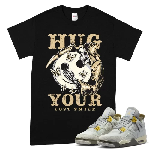 TeeVivo T-Shirt Match Air Jordan 4 Retro SE Craft Photon Dust Hug your lost smile – Air Jordan 4 Shirt, AJ4 Shirt