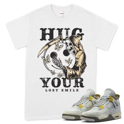 TeeVivo T-Shirt Match Air Jordan 4 Retro SE Craft Photon Dust Hug your lost smile – Air Jordan 4 Shirt, AJ4 Shirt