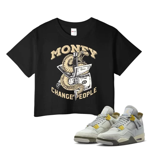 TeeVivo Crop Top Match Air Jordan 4 Retro SE Craft Photon Dust Money change people – Air Jordan 4 Crop Top, AJ4 Crop Top
