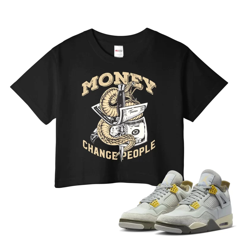 TeeVivo Crop Top Match Air Jordan 4 Retro SE Craft Photon Dust Money change people – Air Jordan 4 Crop Top, AJ4 Crop Top