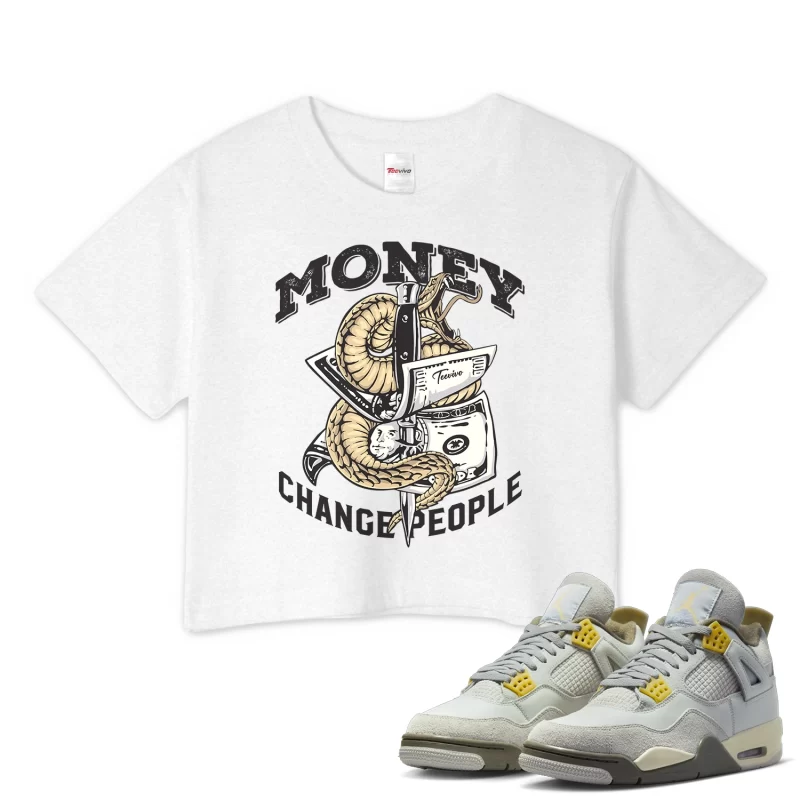 TeeVivo Crop Top Match Air Jordan 4 Retro SE Craft Photon Dust Money change people – Air Jordan 4 Crop Top, AJ4 Crop Top