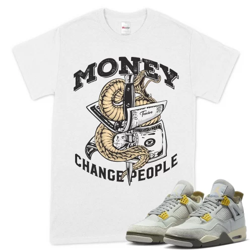 TeeVivo T-Shirt Match Air Jordan 4 Retro SE Craft Photon Dust Money change people – Air Jordan 4 Shirt, AJ4 Shirt