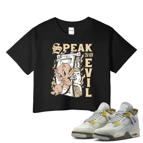 TeeVivo Crop Top Match Air Jordan 4 Retro SE Craft Photon Dust Speak no evil – Air Jordan 4 Crop Top, AJ4 Crop Top