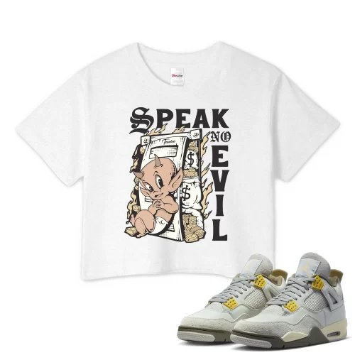 TeeVivo Crop Top Match Air Jordan 4 Retro SE Craft Photon Dust Speak no evil – Air Jordan 4 Crop Top, AJ4 Crop Top