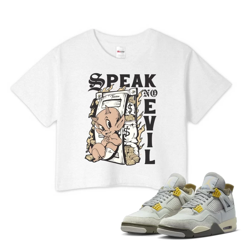 TeeVivo Crop Top Match Air Jordan 4 Retro SE Craft Photon Dust Speak no evil – Air Jordan 4 Crop Top, AJ4 Crop Top