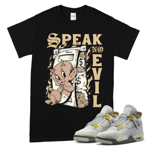 TeeVivo T-Shirt Match Air Jordan 4 Retro SE Craft Photon Dust Speak no evil – Air Jordan 4 Shirt, AJ4 Shirt