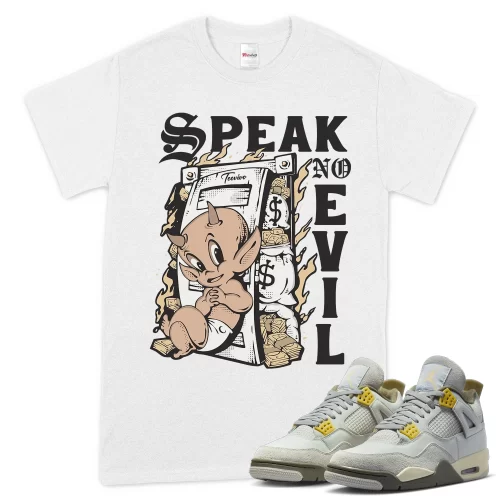 TeeVivo T-Shirt Match Air Jordan 4 Retro SE Craft Photon Dust Speak no evil – Air Jordan 4 Shirt, AJ4 Shirt