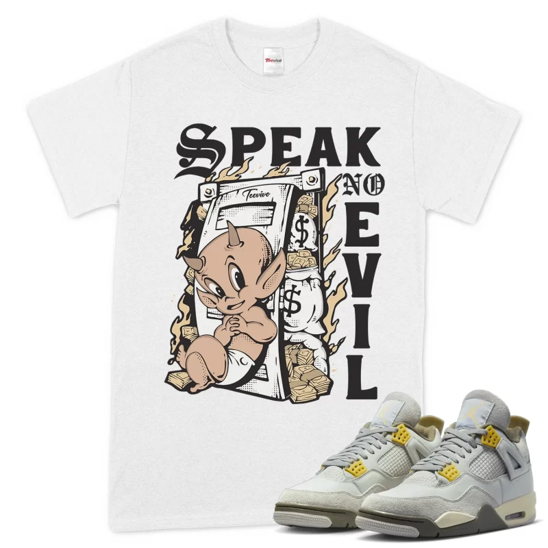 TeeVivo T-Shirt Match Air Jordan 4 Retro SE Craft Photon Dust Speak no evil – Air Jordan 4 Shirt, AJ4 Shirt