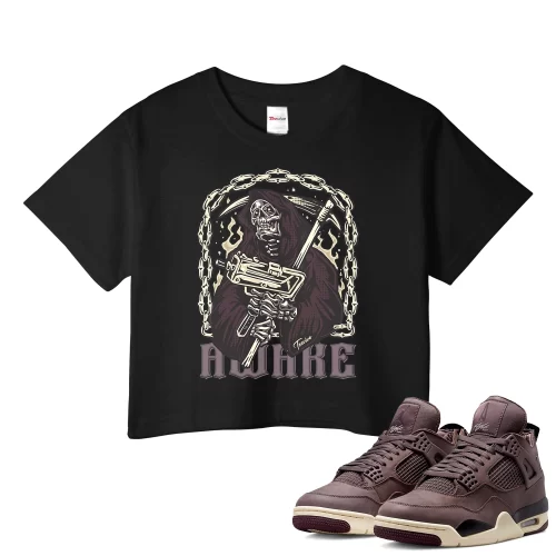 TeeVivo Crop Top Match Air Jordan 4 Retro SP A Ma Maniére Violet Ore Awake – Air Jordan 4 Crop Top, AJ4 Crop Top