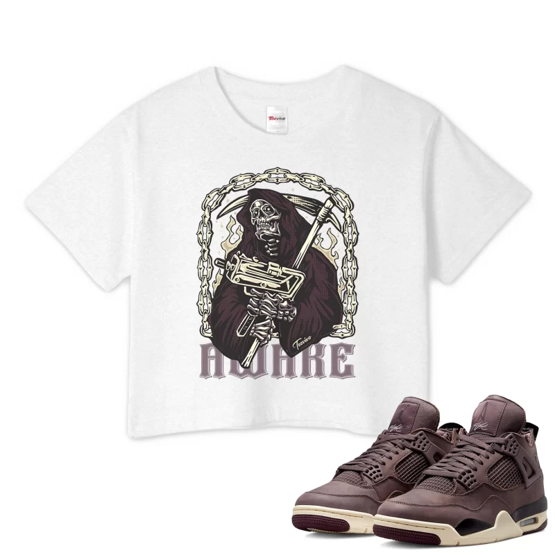 TeeVivo Crop Top Match Air Jordan 4 Retro SP A Ma Maniére Violet Ore Awake – Air Jordan 4 Crop Top, AJ4 Crop Top