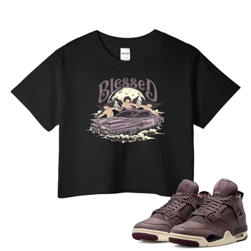 TeeVivo Crop Top Match Air Jordan 4 Retro SP A Ma Maniére Violet Ore Blessed – Air Jordan 4 Crop Top, AJ4 Crop Top