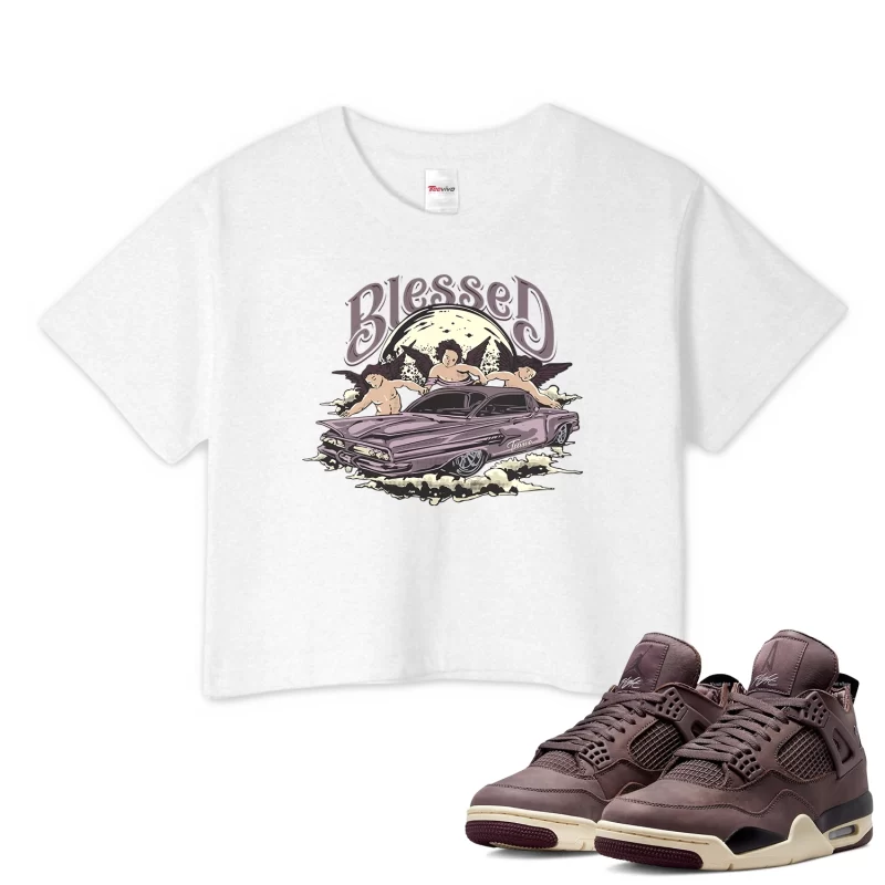 TeeVivo Crop Top Match Air Jordan 4 Retro SP A Ma Maniére Violet Ore Blessed – Air Jordan 4 Crop Top, AJ4 Crop Top