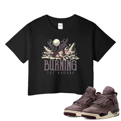 TeeVivo Crop Top Match Air Jordan 4 Retro SP A Ma Maniére Violet Ore Burning the ground – Air Jordan 4 Crop Top, AJ4 Crop Top