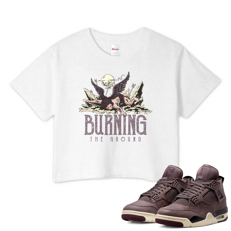 TeeVivo Crop Top Match Air Jordan 4 Retro SP A Ma Maniére Violet Ore Burning the ground – Air Jordan 4 Crop Top, AJ4 Crop Top
