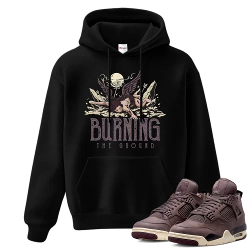 TeeVivo Hoodie Match Air Jordan 4 Retro SP A Ma Maniére Violet Ore Burning the ground – Air Jordan 4 Hoodie, AJ4 Hoodie