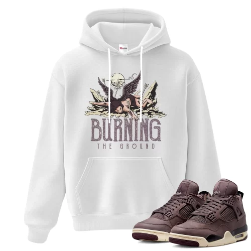 TeeVivo Hoodie Match Air Jordan 4 Retro SP A Ma Maniére Violet Ore Burning the ground – Air Jordan 4 Hoodie, AJ4 Hoodie