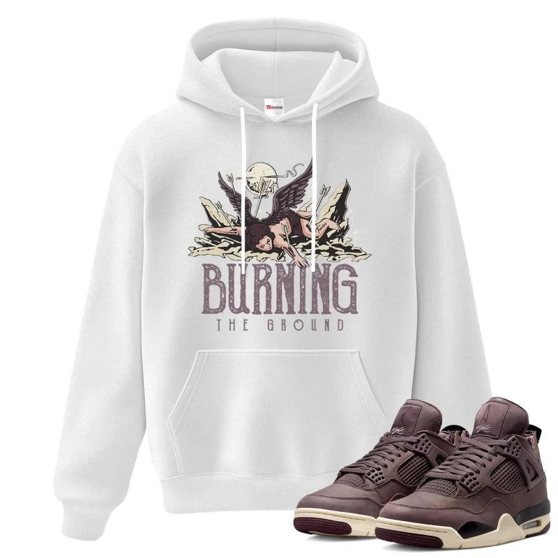 TeeVivo Hoodie Match Air Jordan 4 Retro SP A Ma Maniére Violet Ore Burning the ground – Air Jordan 4 Hoodie, AJ4 Hoodie