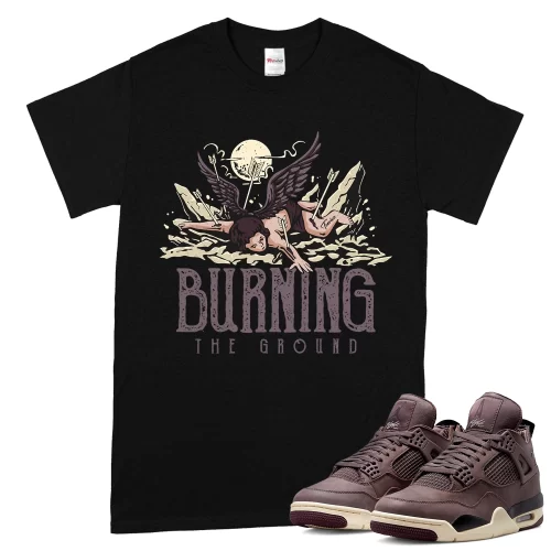TeeVivo T-Shirt Match Air Jordan 4 Retro SP A Ma Maniére Violet Ore Burning the ground – Air Jordan 4 Shirt, AJ4 Shirt