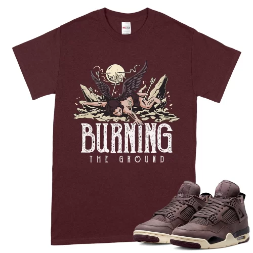 TeeVivo T-Shirt Match Air Jordan 4 Retro SP A Ma Maniére Violet Ore Burning the ground – Air Jordan 4 Shirt, AJ4 Shirt