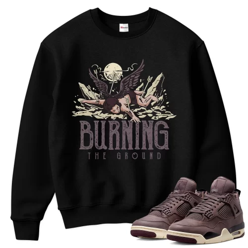 TeeVivo Sweatshirt Match Air Jordan 4 Retro SP A Ma Maniére Violet Ore Burning the ground – Air Jordan 4 Sweatshirt, AJ4 Sweatshirt