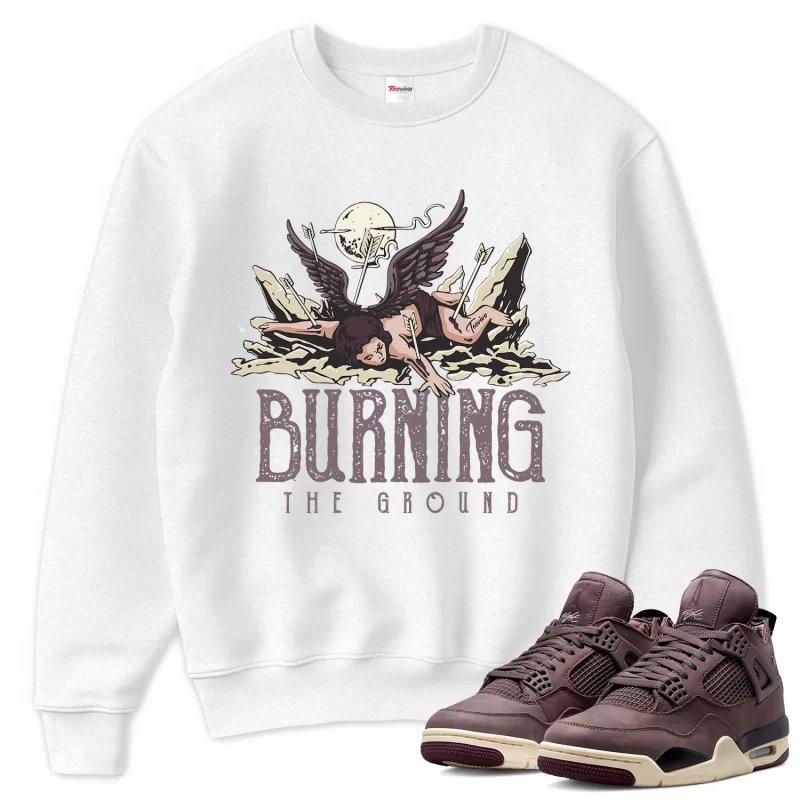 TeeVivo Sweatshirt Match Air Jordan 4 Retro SP A Ma Maniére Violet Ore Burning the ground – Air Jordan 4 Sweatshirt, AJ4 Sweatshirt
