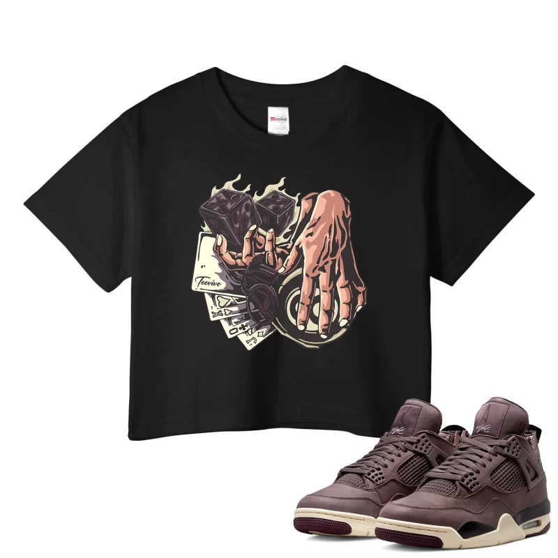 TeeVivo Crop Top Match Air Jordan 4 Retro SP A Ma Maniére Violet Ore Gambling – Air Jordan 4 Crop Top, AJ4 Crop Top