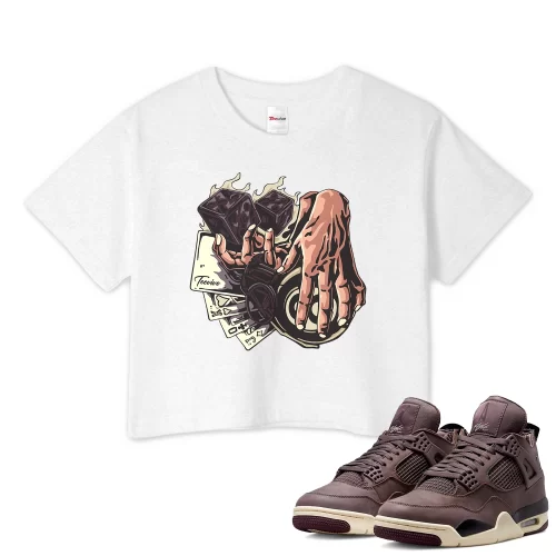 TeeVivo Crop Top Match Air Jordan 4 Retro SP A Ma Maniére Violet Ore Gambling – Air Jordan 4 Crop Top, AJ4 Crop Top