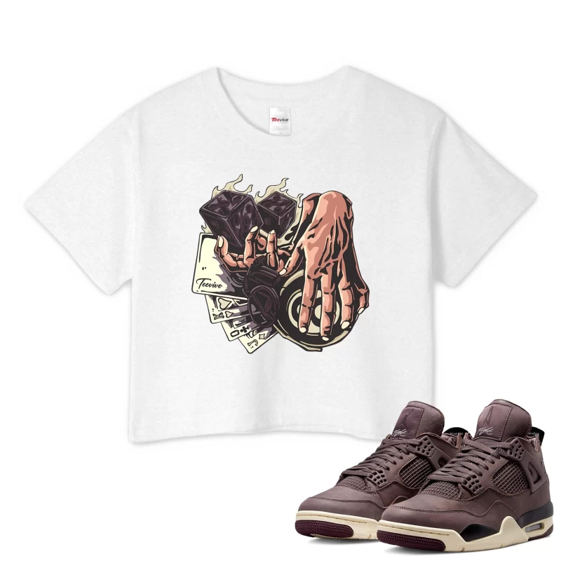 TeeVivo Crop Top Match Air Jordan 4 Retro SP A Ma Maniére Violet Ore Gambling – Air Jordan 4 Crop Top, AJ4 Crop Top