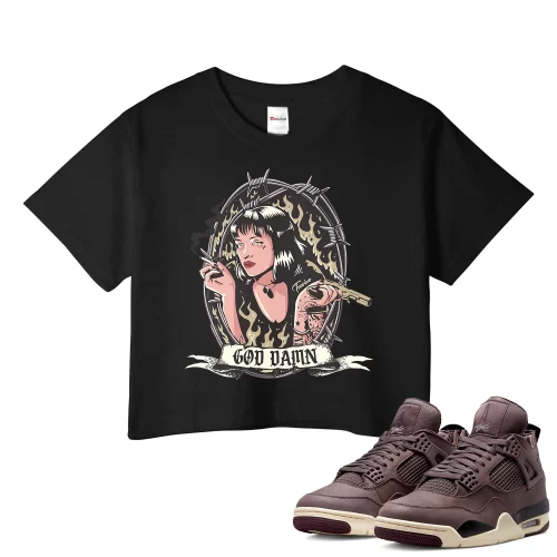 TeeVivo Crop Top Match Air Jordan 4 Retro SP A Ma Maniére Violet Ore God Daaamn – Air Jordan 4 Crop Top, AJ4 Crop Top