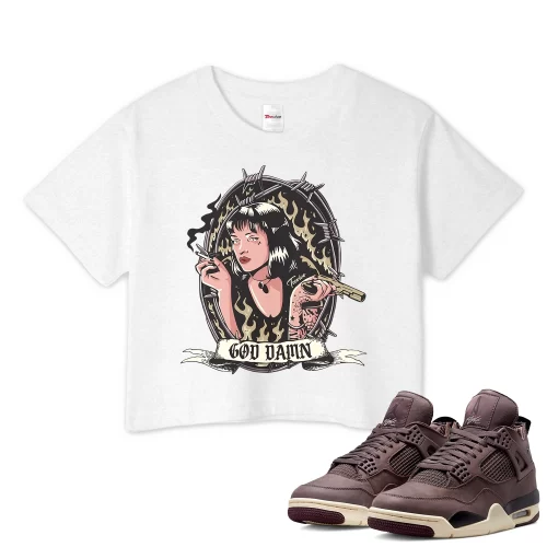 TeeVivo Crop Top Match Air Jordan 4 Retro SP A Ma Maniére Violet Ore God Daaamn – Air Jordan 4 Crop Top, AJ4 Crop Top