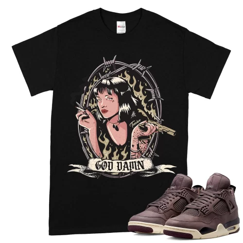 TeeVivo T-Shirt Match Air Jordan 4 Retro SP A Ma Maniére Violet Ore God Daaamn – Air Jordan 4 Shirt, AJ4 Shirt