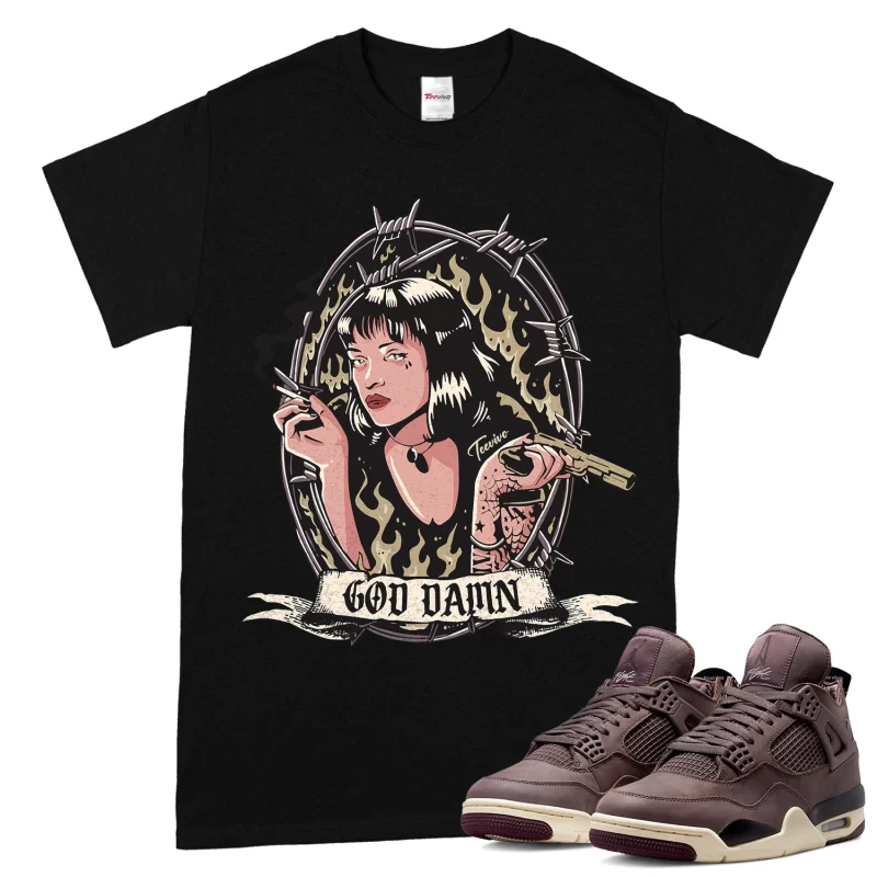 TeeVivo T-Shirt Match Air Jordan 4 Retro SP A Ma Maniére Violet Ore God Daaamn – Air Jordan 4 Shirt, AJ4 Shirt