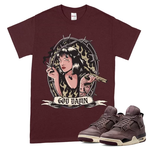 TeeVivo T-Shirt Match Air Jordan 4 Retro SP A Ma Maniére Violet Ore God Daaamn – Air Jordan 4 Shirt, AJ4 Shirt