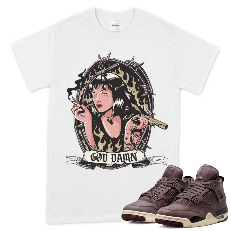 TeeVivo T-Shirt Match Air Jordan 4 Retro SP A Ma Maniére Violet Ore God Daaamn – Air Jordan 4 Shirt, AJ4 Shirt