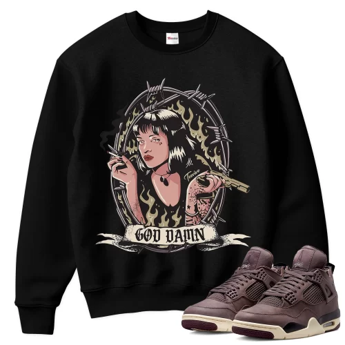 TeeVivo Sweatshirt Match Air Jordan 4 Retro SP A Ma Maniére Violet Ore God Daaamn – Air Jordan 4 Sweatshirt, AJ4 Sweatshirt