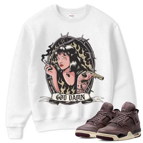 TeeVivo Sweatshirt Match Air Jordan 4 Retro SP A Ma Maniére Violet Ore God Daaamn – Air Jordan 4 Sweatshirt, AJ4 Sweatshirt