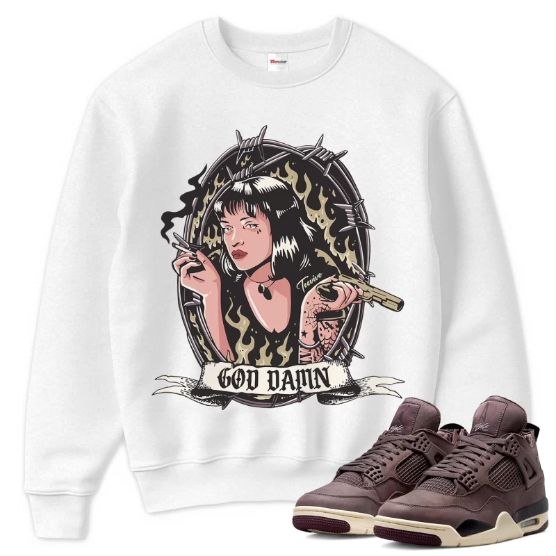 TeeVivo Sweatshirt Match Air Jordan 4 Retro SP A Ma Maniére Violet Ore God Daaamn – Air Jordan 4 Sweatshirt, AJ4 Sweatshirt