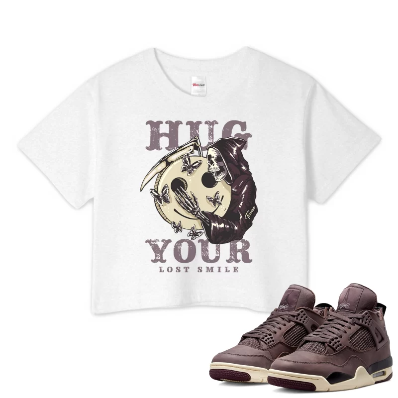 TeeVivo Crop Top Match Air Jordan 4 Retro SP A Ma Maniére Violet Ore Hug your lost smile – Air Jordan 4 Crop Top, AJ4 Crop Top