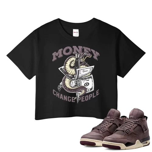 TeeVivo Crop Top Match Air Jordan 4 Retro SP A Ma Maniére Violet Ore Money change people – Air Jordan 4 Crop Top, AJ4 Crop Top