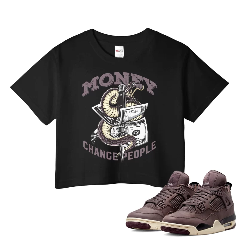 TeeVivo Crop Top Match Air Jordan 4 Retro SP A Ma Maniére Violet Ore Money change people – Air Jordan 4 Crop Top, AJ4 Crop Top