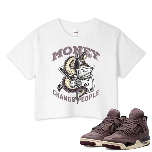 TeeVivo Crop Top Match Air Jordan 4 Retro SP A Ma Maniére Violet Ore Money change people – Air Jordan 4 Crop Top, AJ4 Crop Top