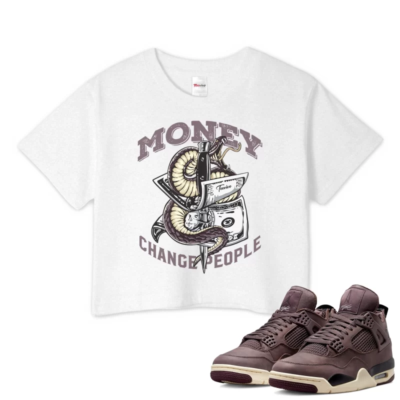 TeeVivo Crop Top Match Air Jordan 4 Retro SP A Ma Maniére Violet Ore Money change people – Air Jordan 4 Crop Top, AJ4 Crop Top