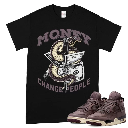 TeeVivo T-Shirt Match Air Jordan 4 Retro SP A Ma Maniére Violet Ore Money change people – Air Jordan 4 Shirt, AJ4 Shirt