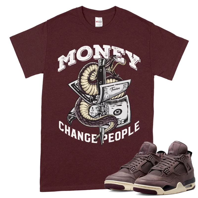 TeeVivo T-Shirt Match Air Jordan 4 Retro SP A Ma Maniére Violet Ore Money change people – Air Jordan 4 Shirt, AJ4 Shirt