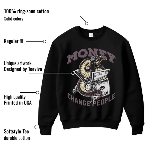 TeeVivo Sweatshirt Match Air Jordan 4 Retro SP A Ma Maniére Violet Ore Money change people – Air Jordan 4 Sweatshirt, AJ4 Sweatshirt