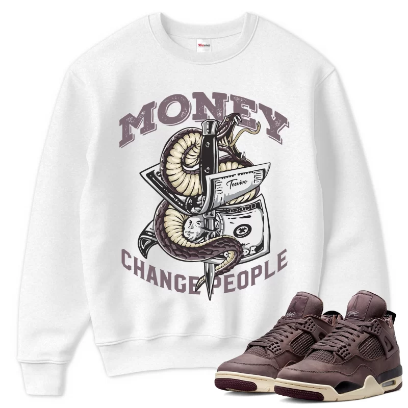 TeeVivo Sweatshirt Match Air Jordan 4 Retro SP A Ma Maniére Violet Ore Money change people – Air Jordan 4 Sweatshirt, AJ4 Sweatshirt